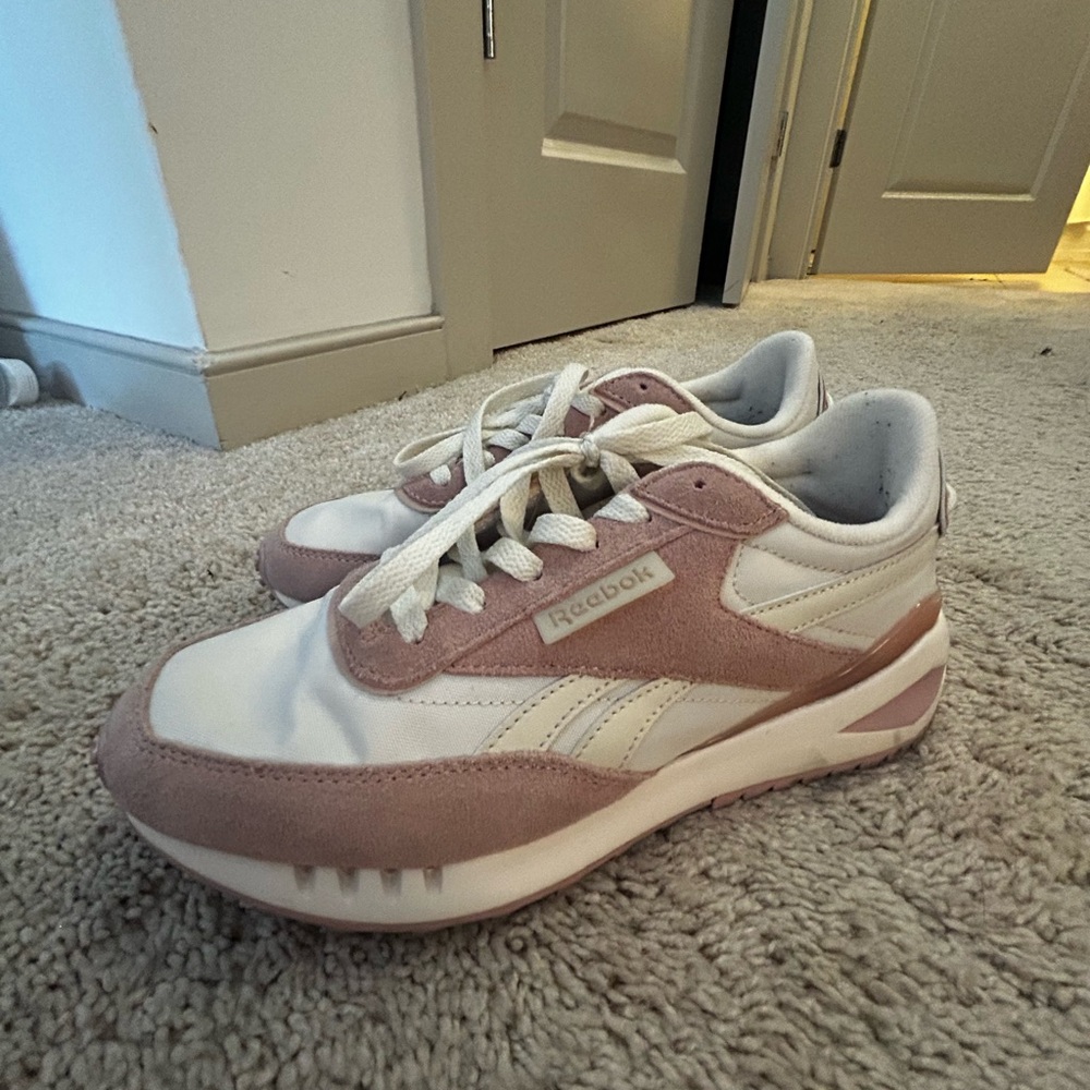 Reebok Cream and Pink Athletic Shoes